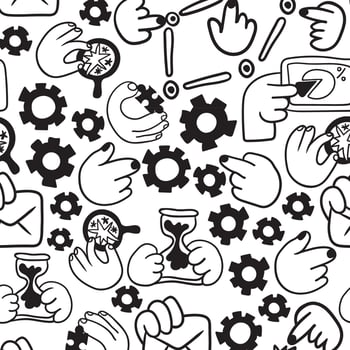 seamless pattern with business icons in doodle style vector