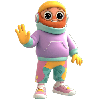 Happy Cartoon Character Waves Hello Wearing Colorful Clothes Isolated on Transparent Background png