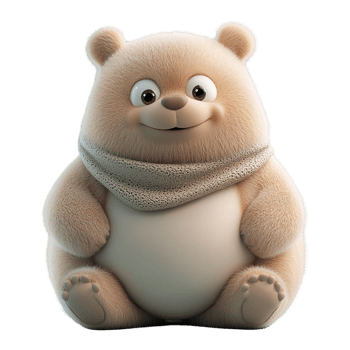 Adorable Fluffy Bear Cub Wearing A Knitted Scarf Isolated on Transparent Background png