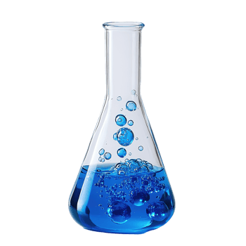 A Glass Erlenmeyer Flask Filled With Blue Liquid And Bubbles Isolated on Transparent Background png