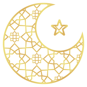 The Big Gold Crescence Star with Gold Gradient Islamic Pattern png