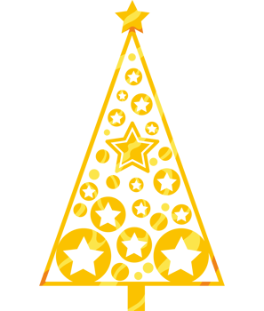 christmas golden tree with stars png