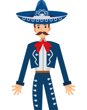 mexico charro with sombrero png