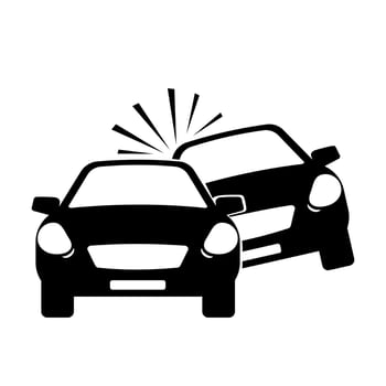 Car Crash Accident Icon - Black Silhouette illustration vector