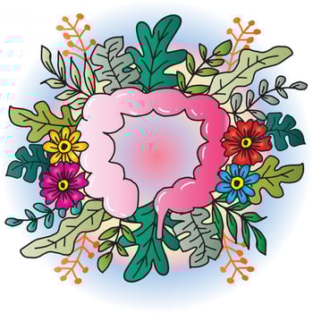 Floral intestines anatomy. Hand drawing illustration. vector
