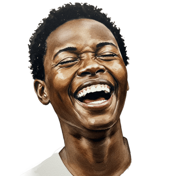 Joyful Young Man Watercolor Portrait Happy Laughter Expression art face head skin eyes smile brown png