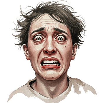 Terrified Young Man Watercolor Portrait Intense Fear Expression Anxiety Art Face Male Eyes Panic png
