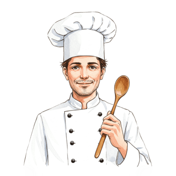 Smiling Male Chef in Uniform Holding Wooden Spoon Culinary Art Cook Food Menu Happy Recipe Waiter png
