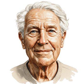 Portrait of a Smiling Elderly Man Watercolor Painting Art Face Wise Kind Aged Male Blue Eyes Grey png