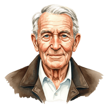 Portrait of a Senior Man Watercolor Painting Warm Brown Jacket art old age face eyes calm human png