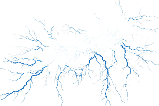 Abstract Blue and White Lightning Bolts on Transparent Background png