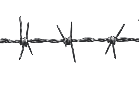 Closeup of Dark Gray Barbed Wire on Transparent Background png