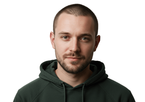 Portrait of a Young Man Serious Expression Green Hoodie Casual Style Male Face Model Adult Black png