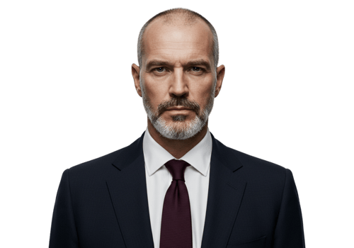 Serious Mature Businessman Portrait Dark Background Professional Executive tie ceo suit face style png