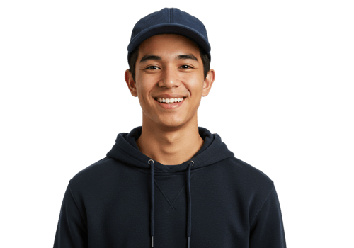 Happy Young Man Smiling Portrait Black Background Hoodie guy male face wear model style adult casual png