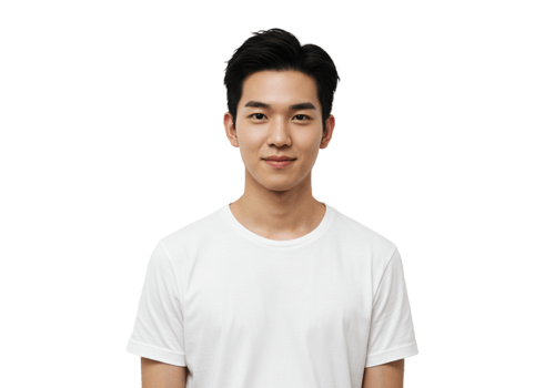 Portrait of a Young Asian Man in White TShirt Neutral Background Studio Shot Men Male Face Calm png