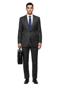 Confident Businessman Formal Suit Portrait Black Background tie male gray work style office modern png