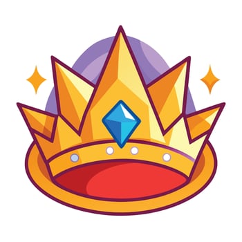 Illustration of a Floating Royal Crown with Golden and Blue Accents in a Cartoon Style vector