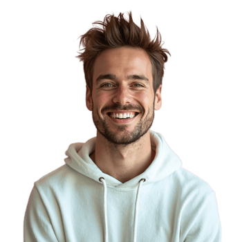 Happy Smiling Man Portrait Casual White Hoodie Studio Male Face Model Young Adult Joyful Person png