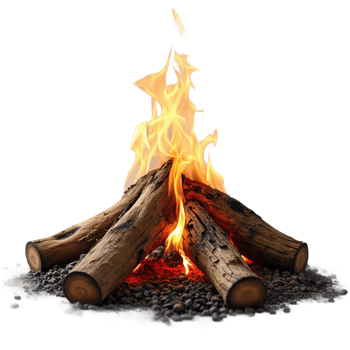 Burning Wood Logs Campfire Flames Night Dark Background heat glow wild cozy light warmth energy png