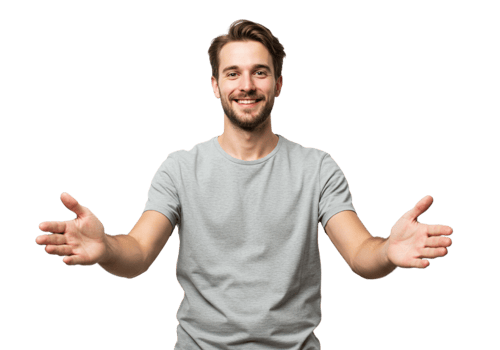 Friendly Smiling Man Inviting Gesture Open Arms Welcome Male Happy Black Model Happy Adult Young png