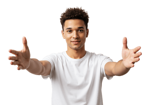 Friendly Young Man Offering a Warm Embrace Happy Smiling Guy Inviting Gesture Positive Body Language png