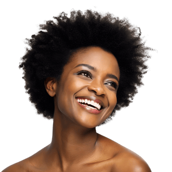 Portrait of a joyful woman with beautiful natural hair smiling widely, conveying happiness and positivity png