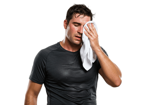 Sweaty Man Wipes Face with Towel After Intense Workout Fitness Exercise Gym Tired Sport Black Human png