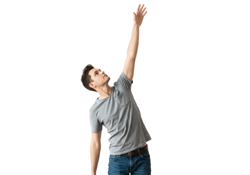 Young Man Reaching Upward Hopeful Aspiration Dreams Goal male hand grey shirt jeans black person png
