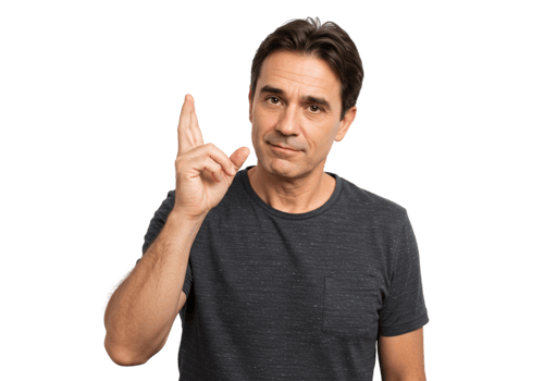 Mature Man Gesturing Idea Black Background Portrait Studio Sign Hand Face Male Adult Human Person png