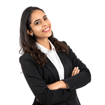 Confident Businesswoman in Professional Attire Standing with Arms Crossed png