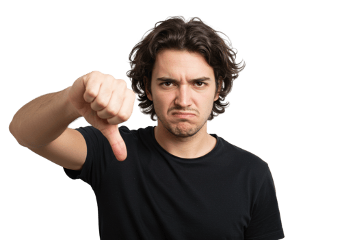 Disappointed Man Showing Thumbs Down Gesture Negative Feedback No Male Sign Black Human Adult Studio png