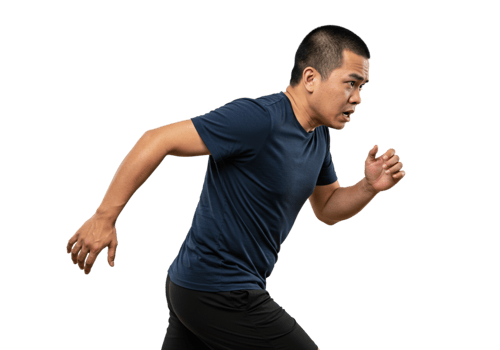 Determined Athlete Running Fast Intense Workout Fitness Exercise Man Male Body Sport Speed Power png