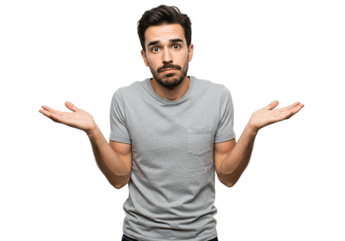Confused Young Man Gesturing Uncertainty Grey Shirt Black Background Arms Male Doubt Hands Adult png