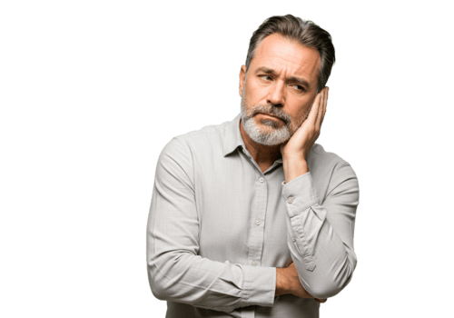 Thoughtful Mature Man Pensive Expression Portrait Studio Gray Hair Aged Adult Beard Black Middle png