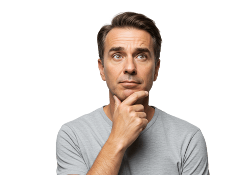 Thoughtful Mature Man Pensive Expression Studio Portrait Grey Shirt Male Face Aged Idea Adult Human png