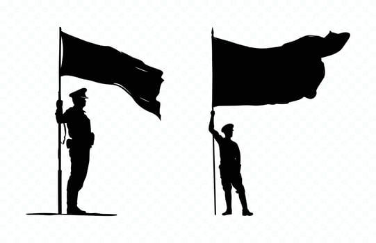 Color Guard Silhouette Black Clipart vector