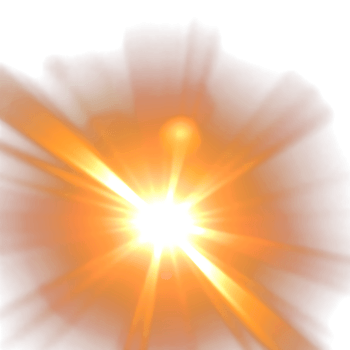 Bright orange light burst on a transparent background png