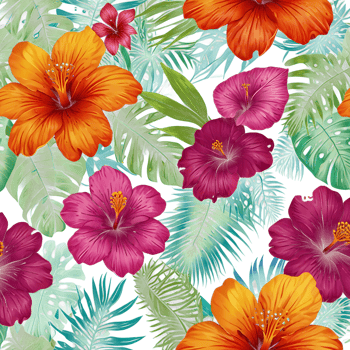 tropical flowers and leaves png