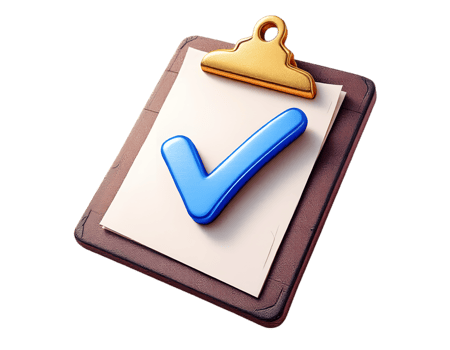 3D Render of a Clipboard with a Checkmark Success, Completion, and Task Management png