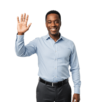 Smiling Businessman Giving High Five Happy Gesture Success Wave Hand Male Black Adult Office Person png