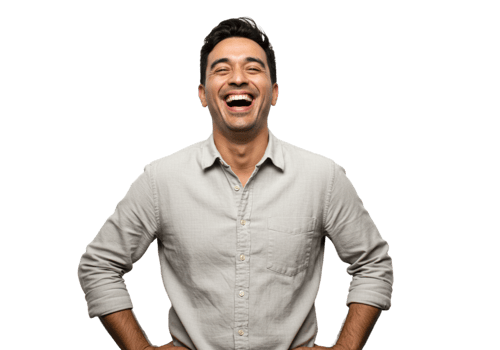 Happy Man Laughing Joyful Expression Portrait Studio Shot male smile model black person casual png