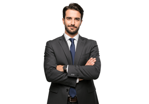 Confident Businessman Portrait Arms Crossed Serious Professional Executive tie suit dark style model png