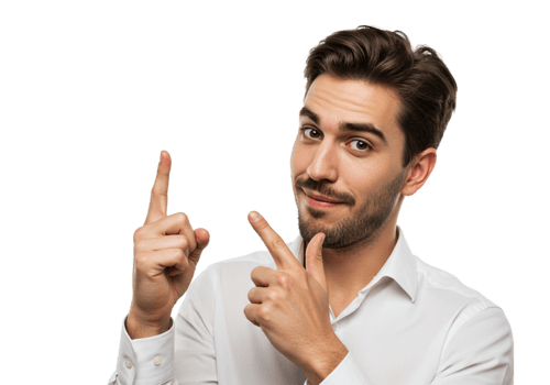 Handsome Man Gesturing Advertisement Young Business Professional Presenting Male Idea Happy White png