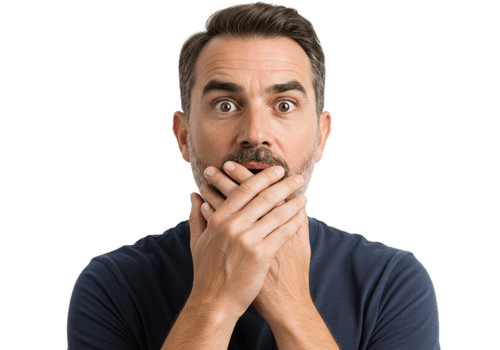 Shocked Man Covering Mouth Astonished Expression Surprise Face Close Up Studio Shot Wow Male Adult png