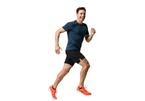 Happy Athlete Running Energetically Outdoors Active Healthy Lifestyle Fitness Jogging Man Male Sport png