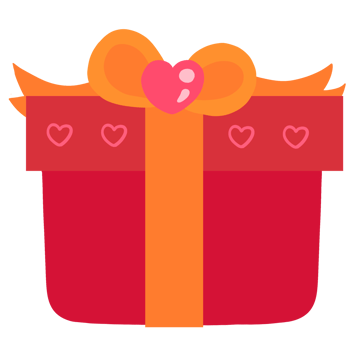 a red gift box with hearts on it png