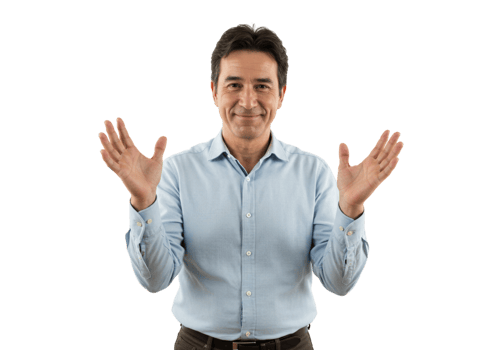 Happy Mature Man Gesturing Open Palms Welcoming Friendly Positive Attitude Male Hands Adult Image png
