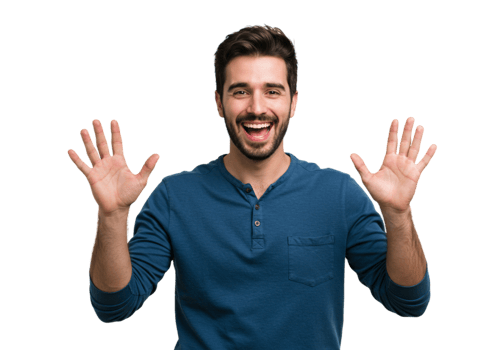 Happy Man Showing Ten Fingers Excited Gesture Studio Shot Male Hands Black Adult Joyful Person png