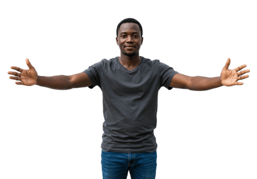 Welcoming Happy Man Open Arms Embrace Studio Portrait Male Black Model Photo Image Person Casual png